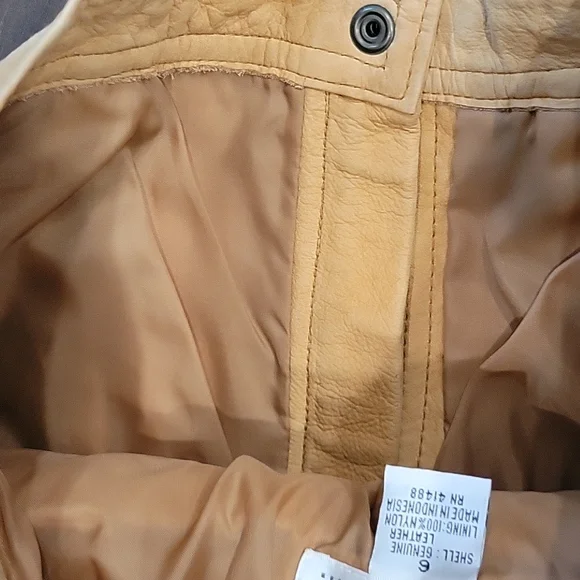 Vintage 80s 90s high waist tapered  camel leather  pants. Size 6 - Picture 13 of 13